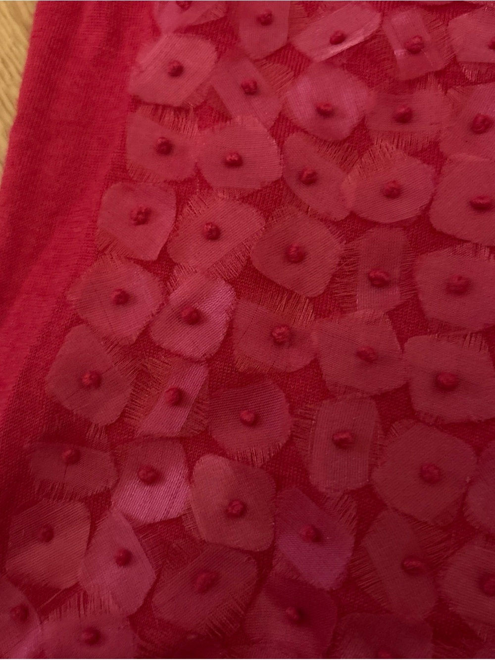 St. John Red poppy appliqué Front Cardigan - Picture 5 of 6